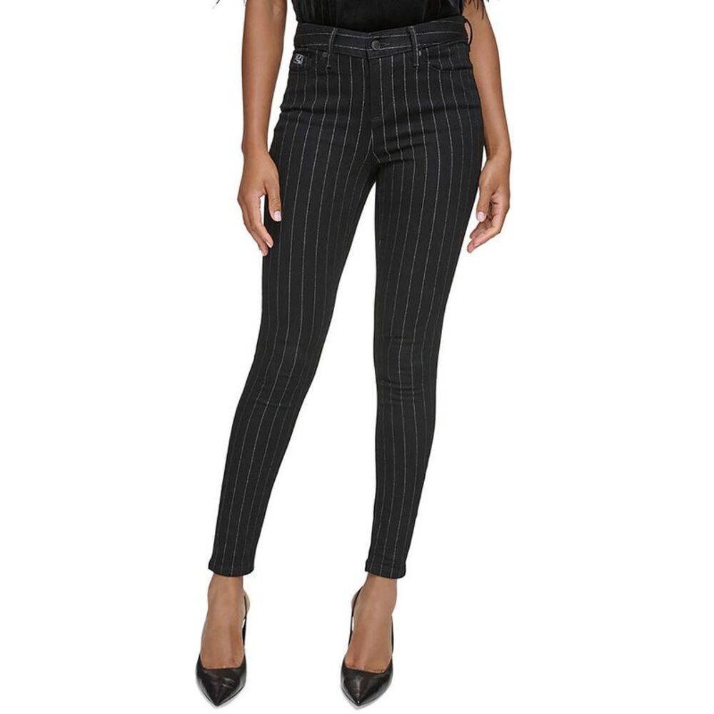Women's Black Pinstripe Jeans